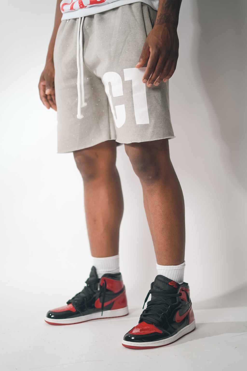 Grey Havin Star Rhinestone Shorts