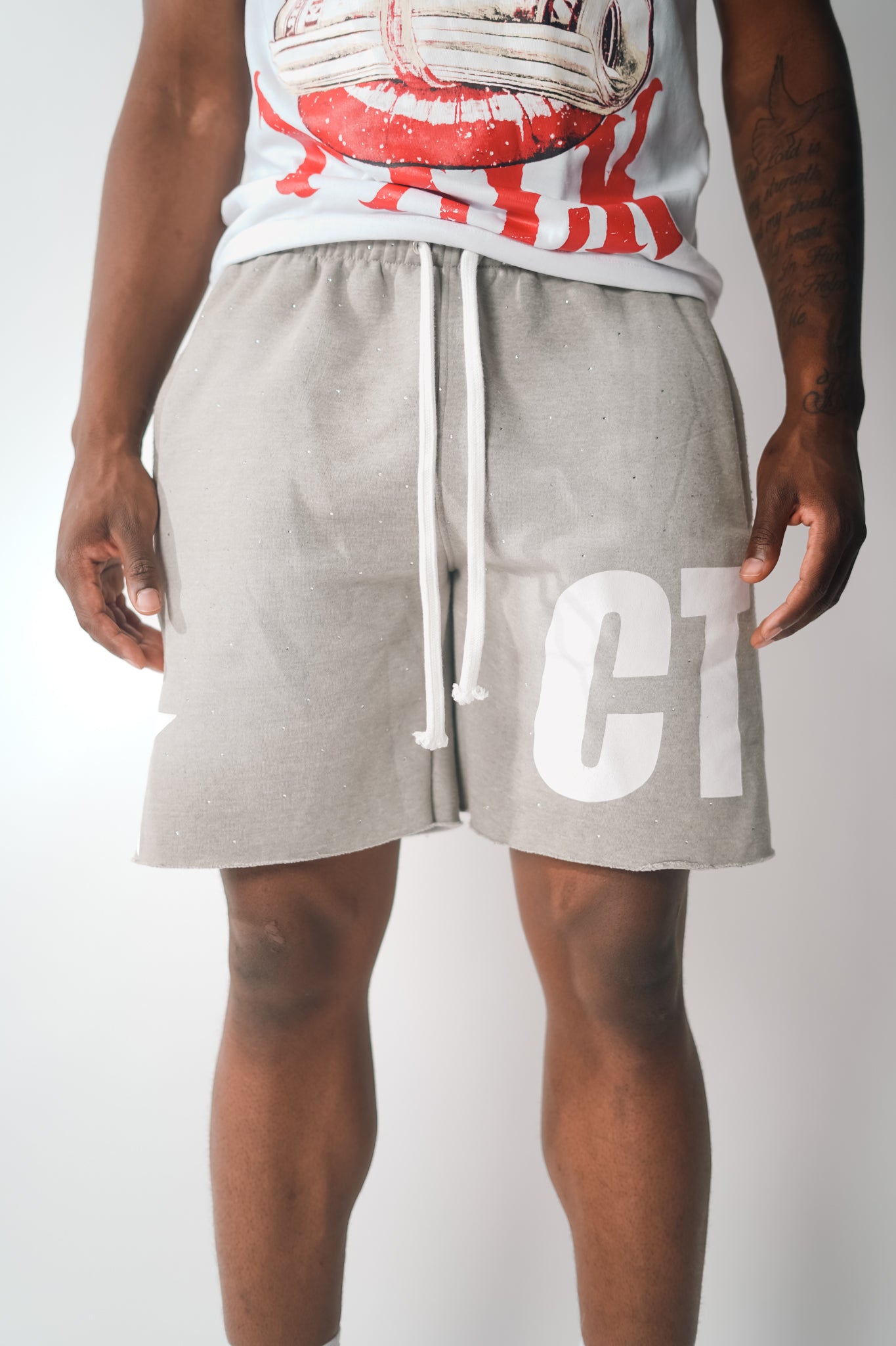 Grey Havin Star Rhinestone Shorts