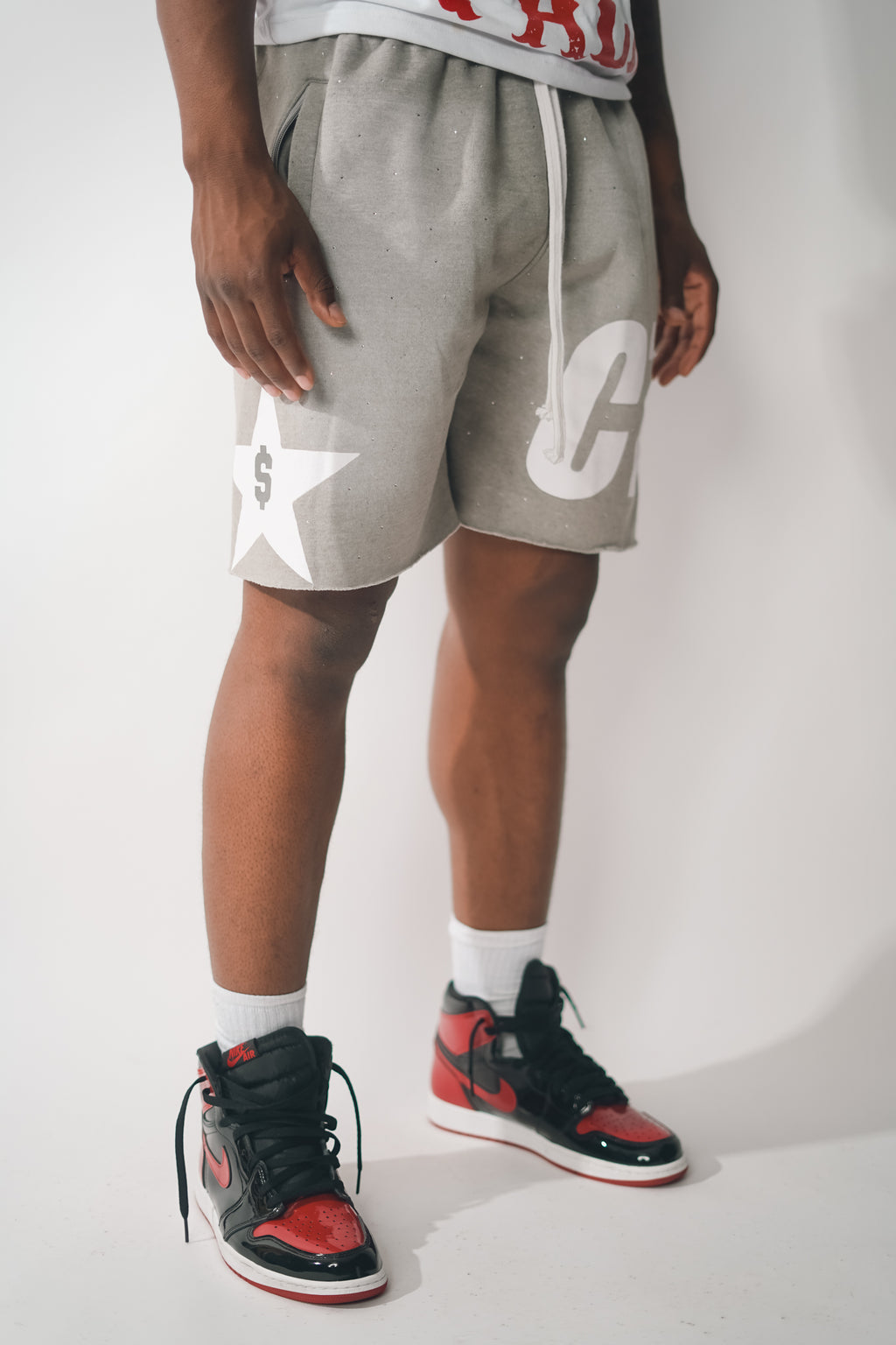 Grey Havin Star Rhinestone Shorts