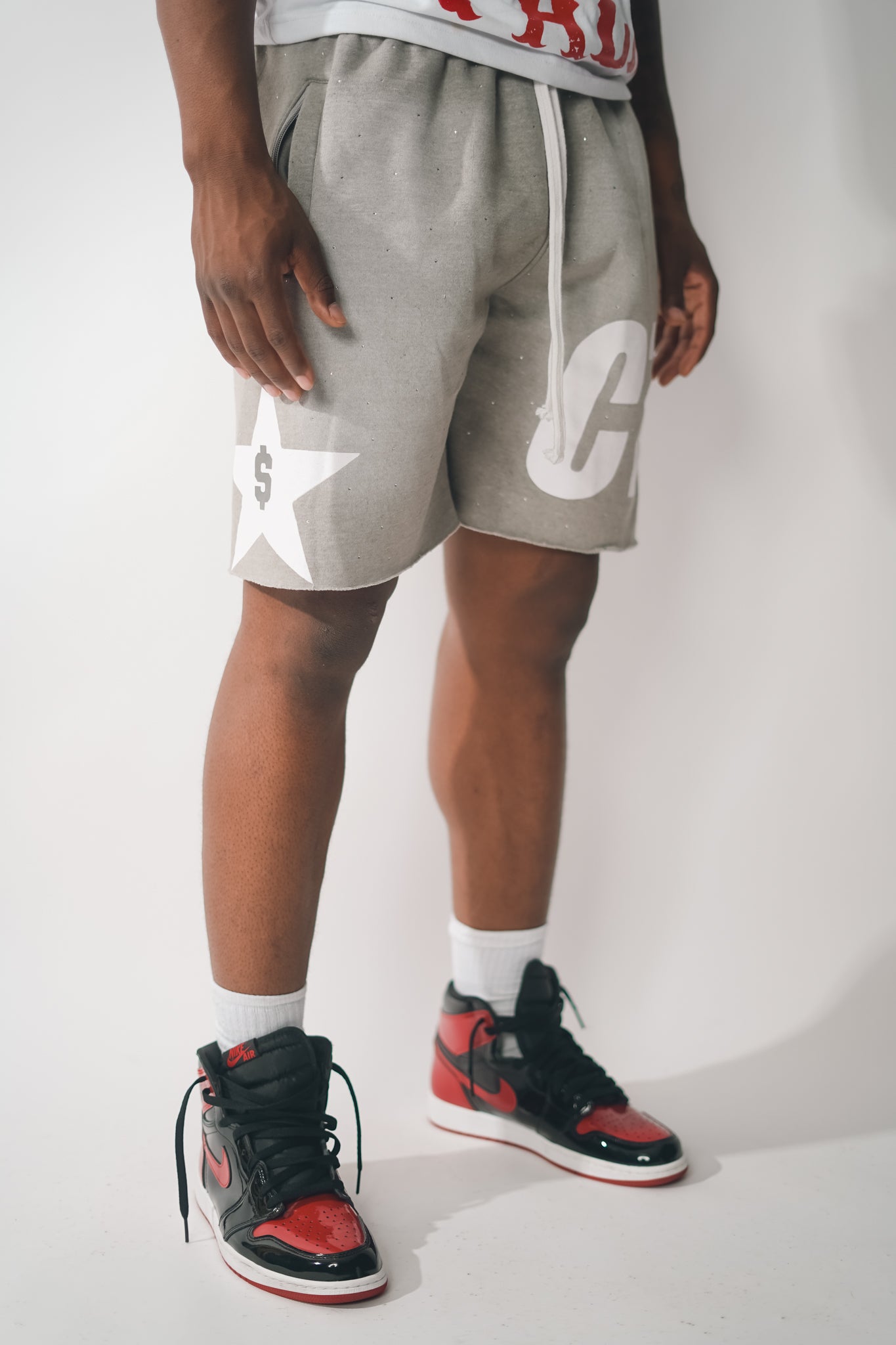 Grey Havin Star Rhinestone Shorts