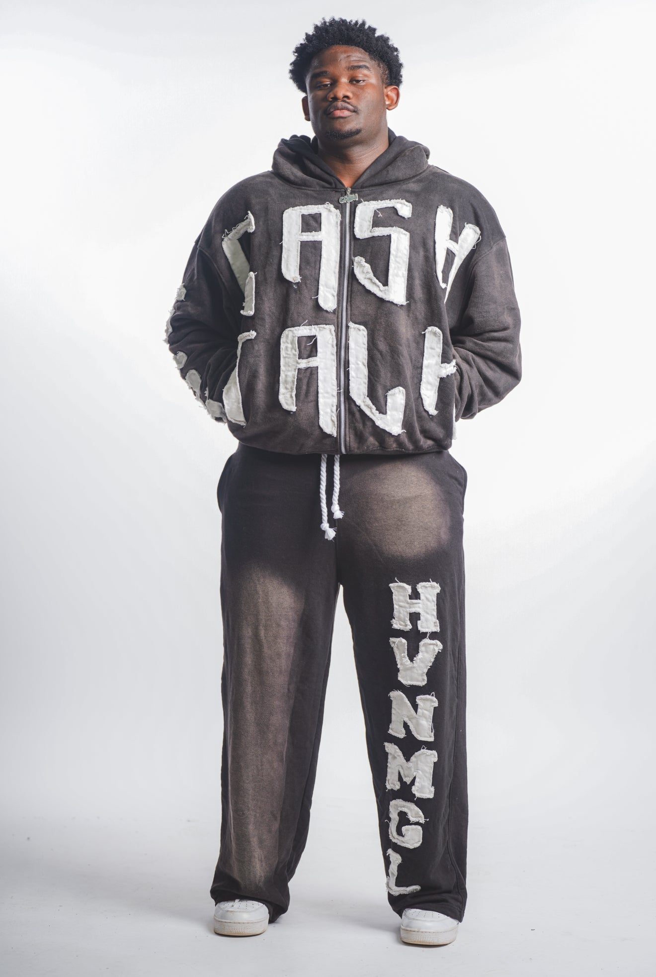 Black Havin Moguls Cropped Zip Up Hoodie