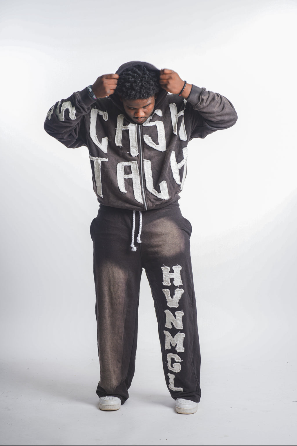 Black Havin Moguls Cropped Zip Up Hoodie