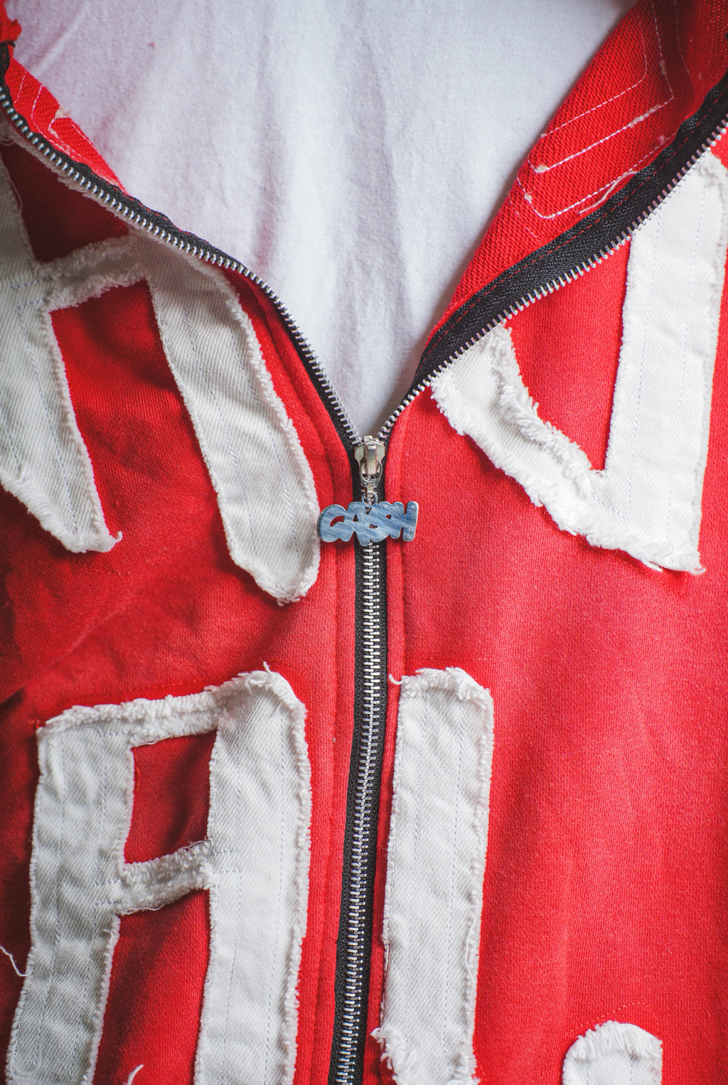 Red Havin Moguls Cropped Zip Up Hoodie