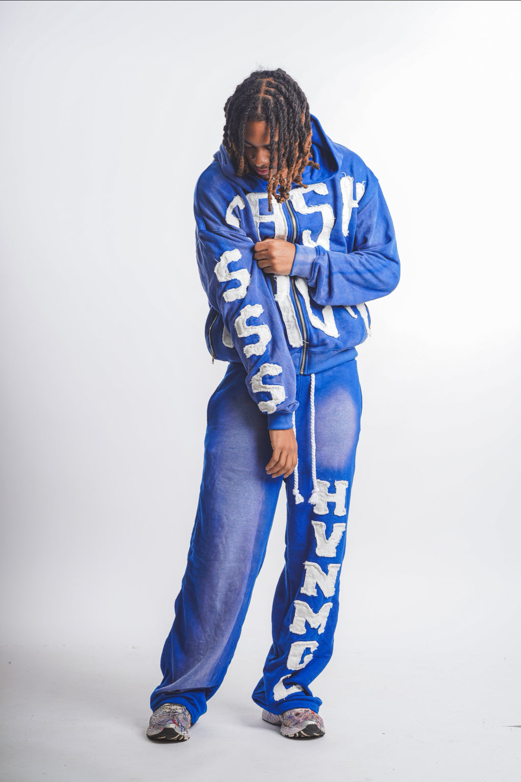Blue Havin Moguls Cropped Zip Up Hoodie