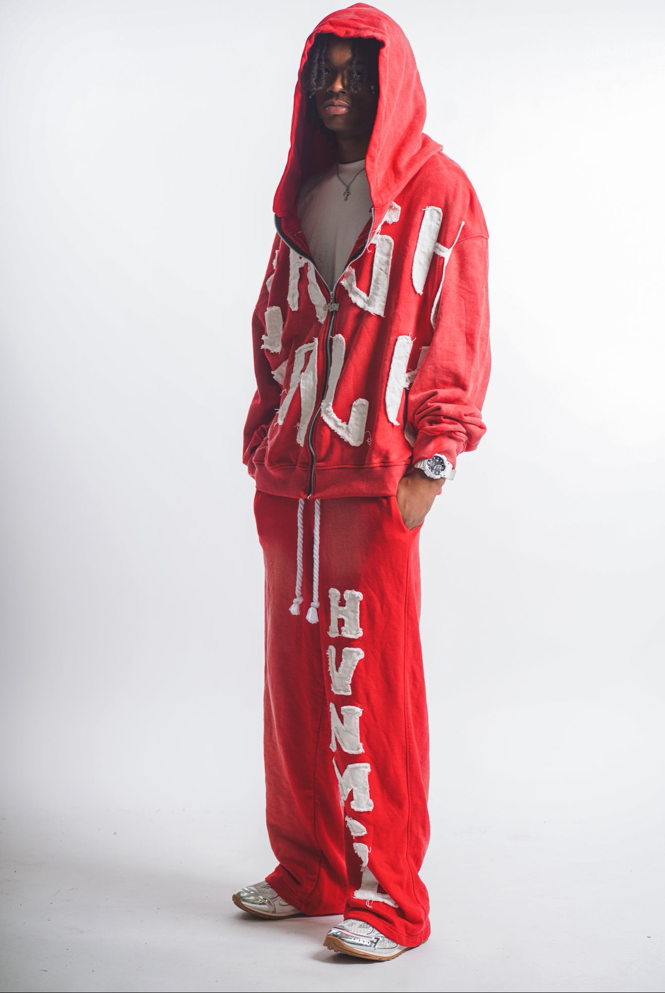 Red Havin Moguls Cropped Zip Up Hoodie