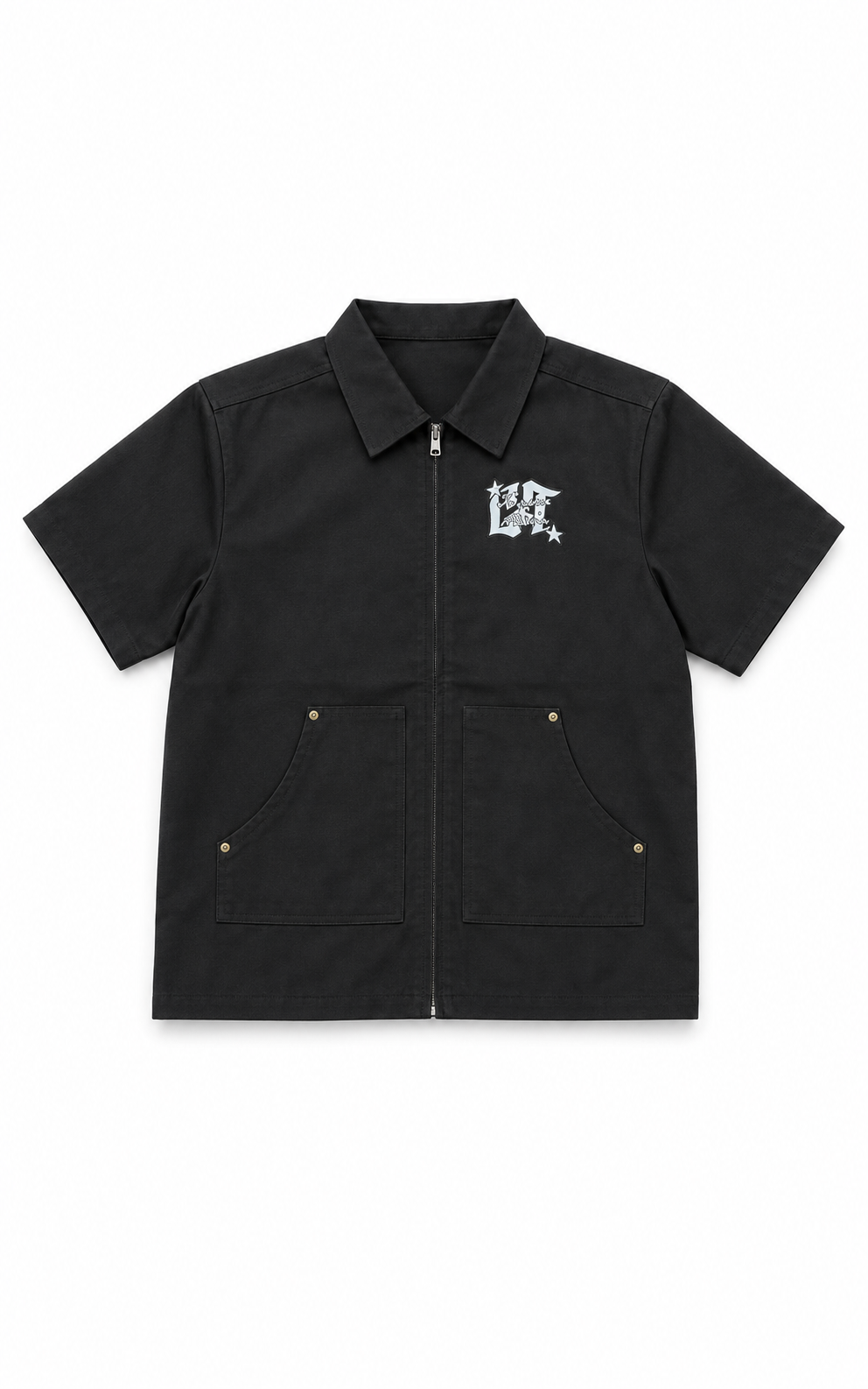 Black Cotton Canvas Workers Tee