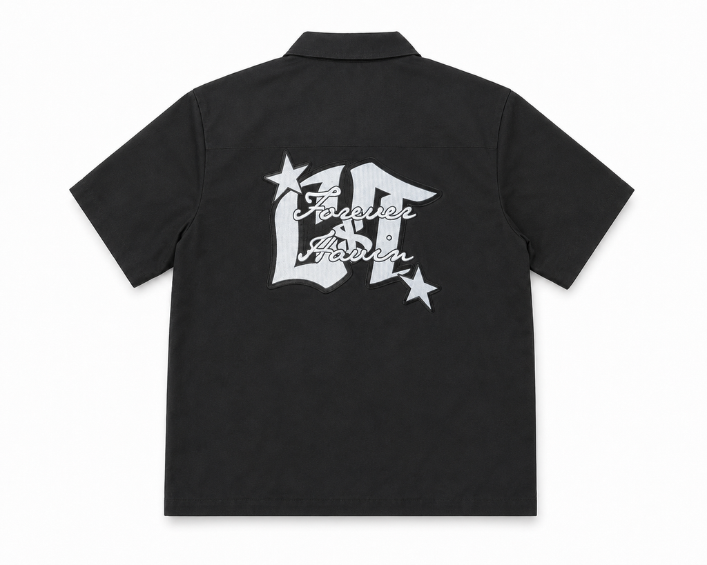 Black Cotton Canvas Workers Tee