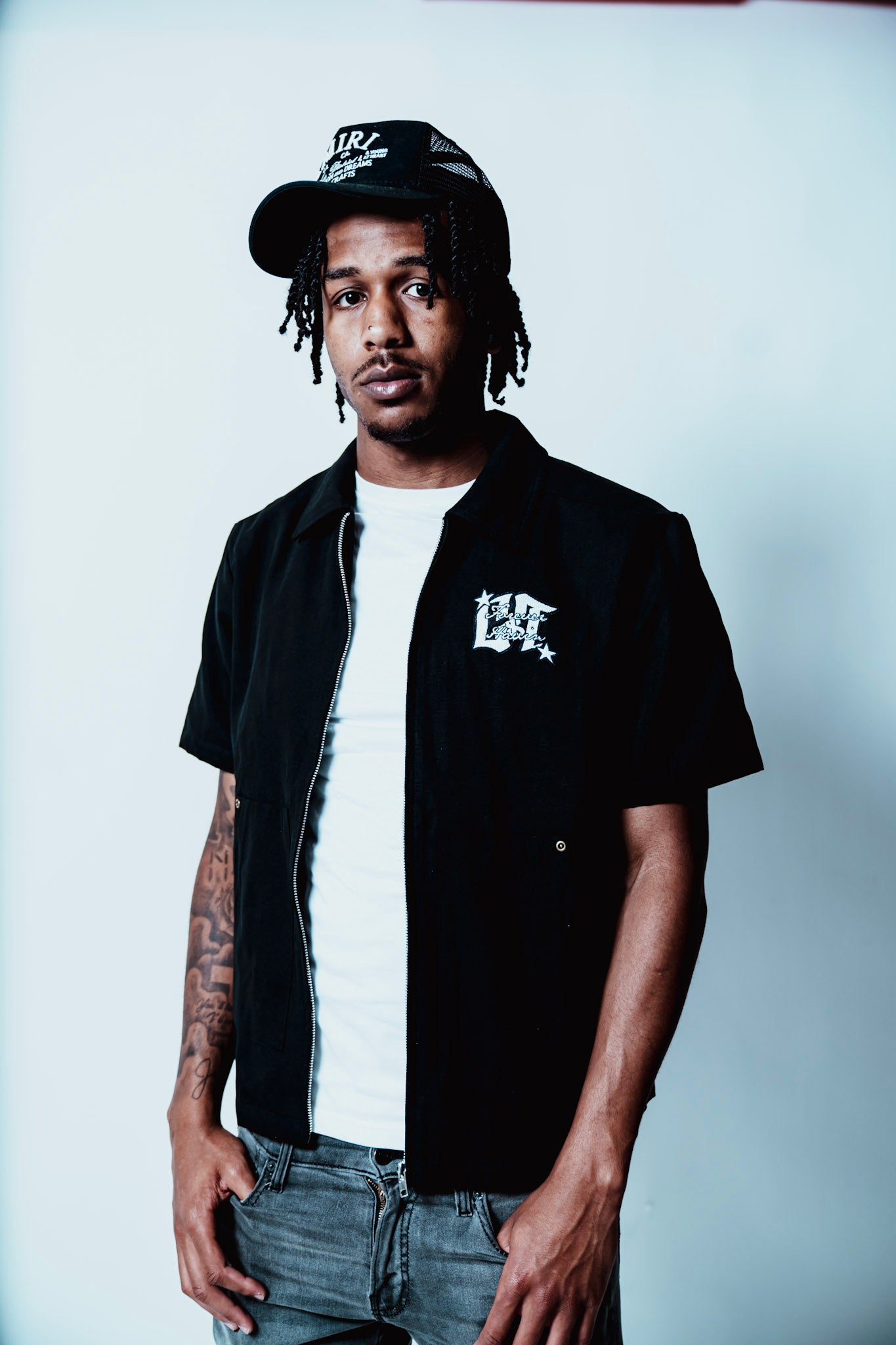 Black Cotton Canvas Workers Tee