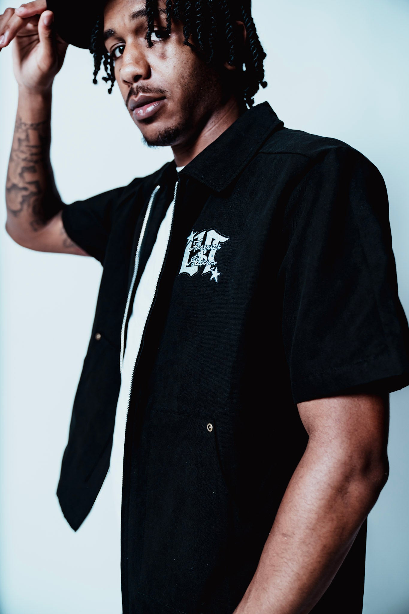 Black Cotton Canvas Workers Tee