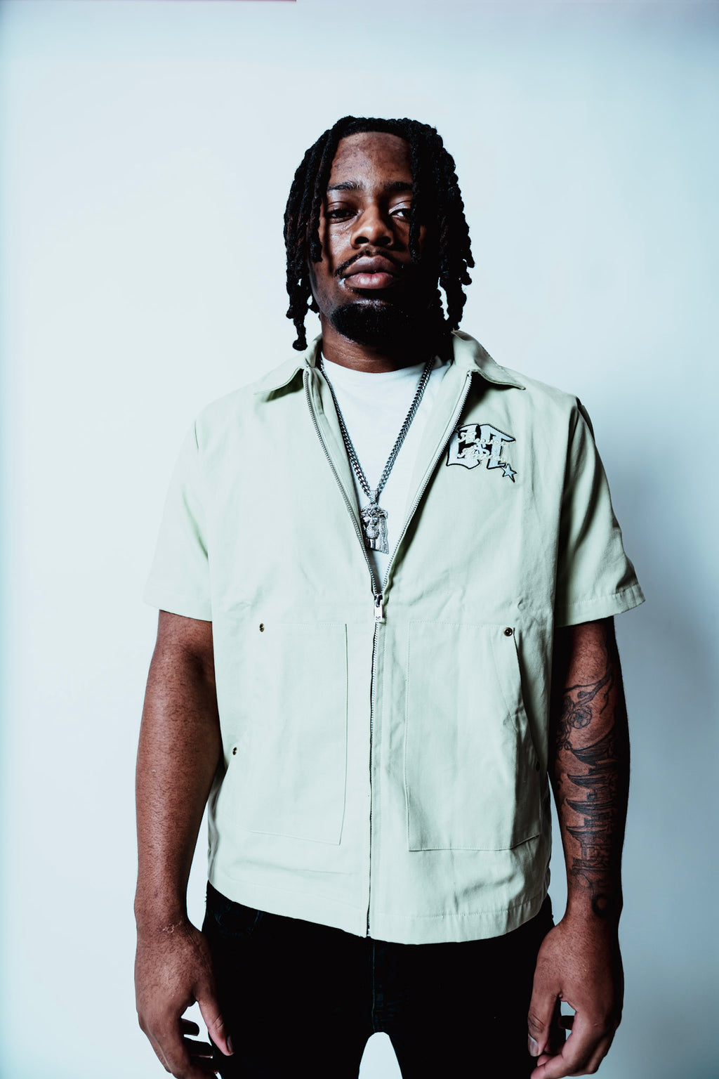Mint Green Cotton Canvas Workers Tee