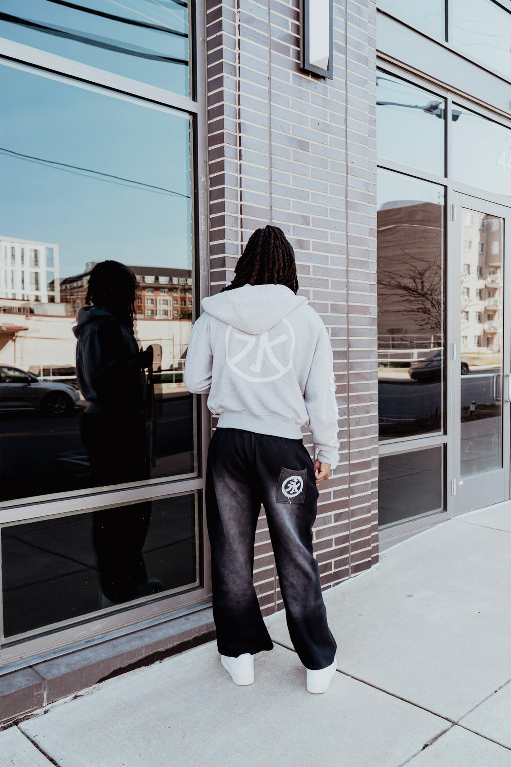Mist Grey Havin Moguls Cropped Zip Up Hoodie