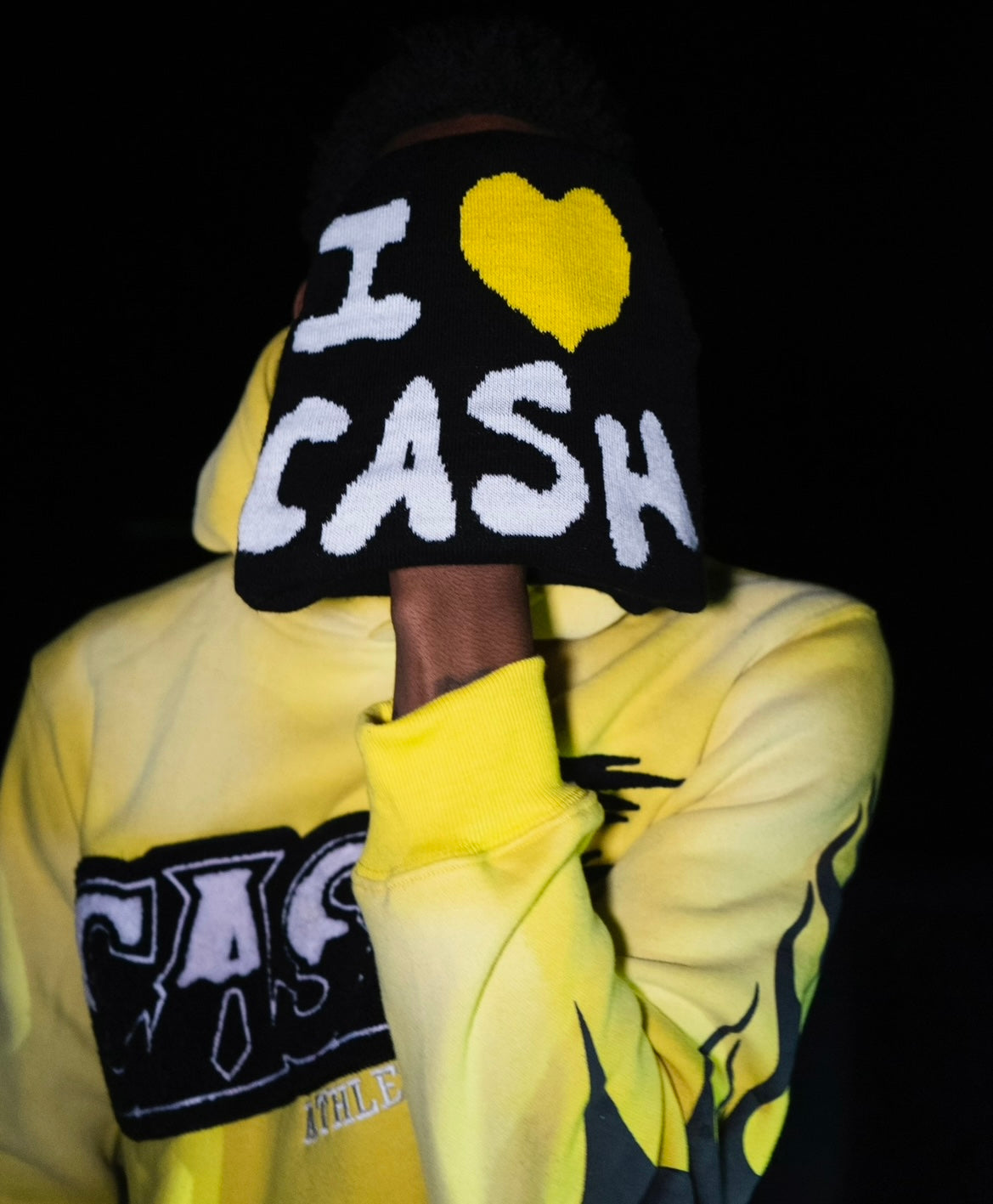 Yellow I Love Cash Beanie