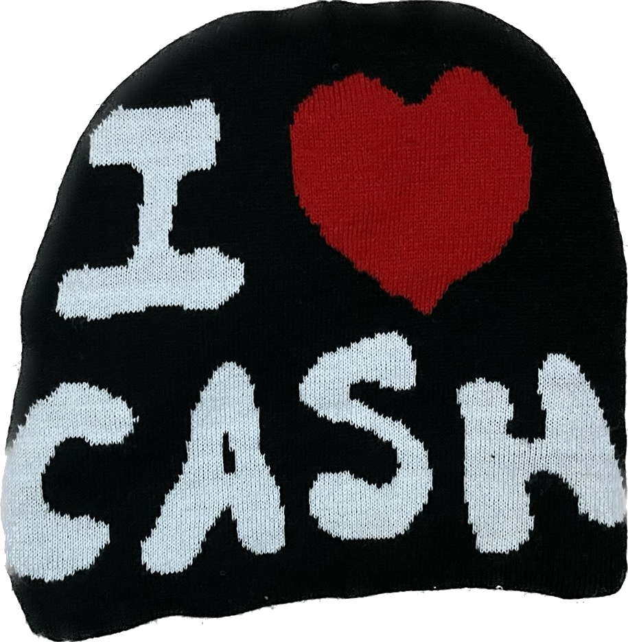 Red I Love Cash Beanie